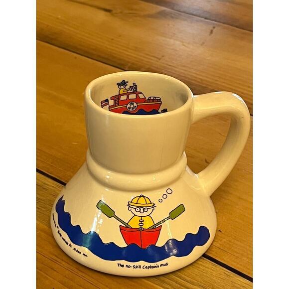 Vintage No-Spill Coffee Cup Captain's Mug Coffee-To-Go Fisherman Fishing 1982 - Picture 1 of 9